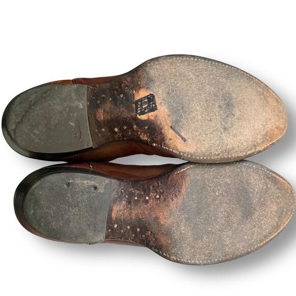 Justin Western Boots Brown Leather Pointed Toe Embroidered Men's size 10 D - Picture 12 of 16